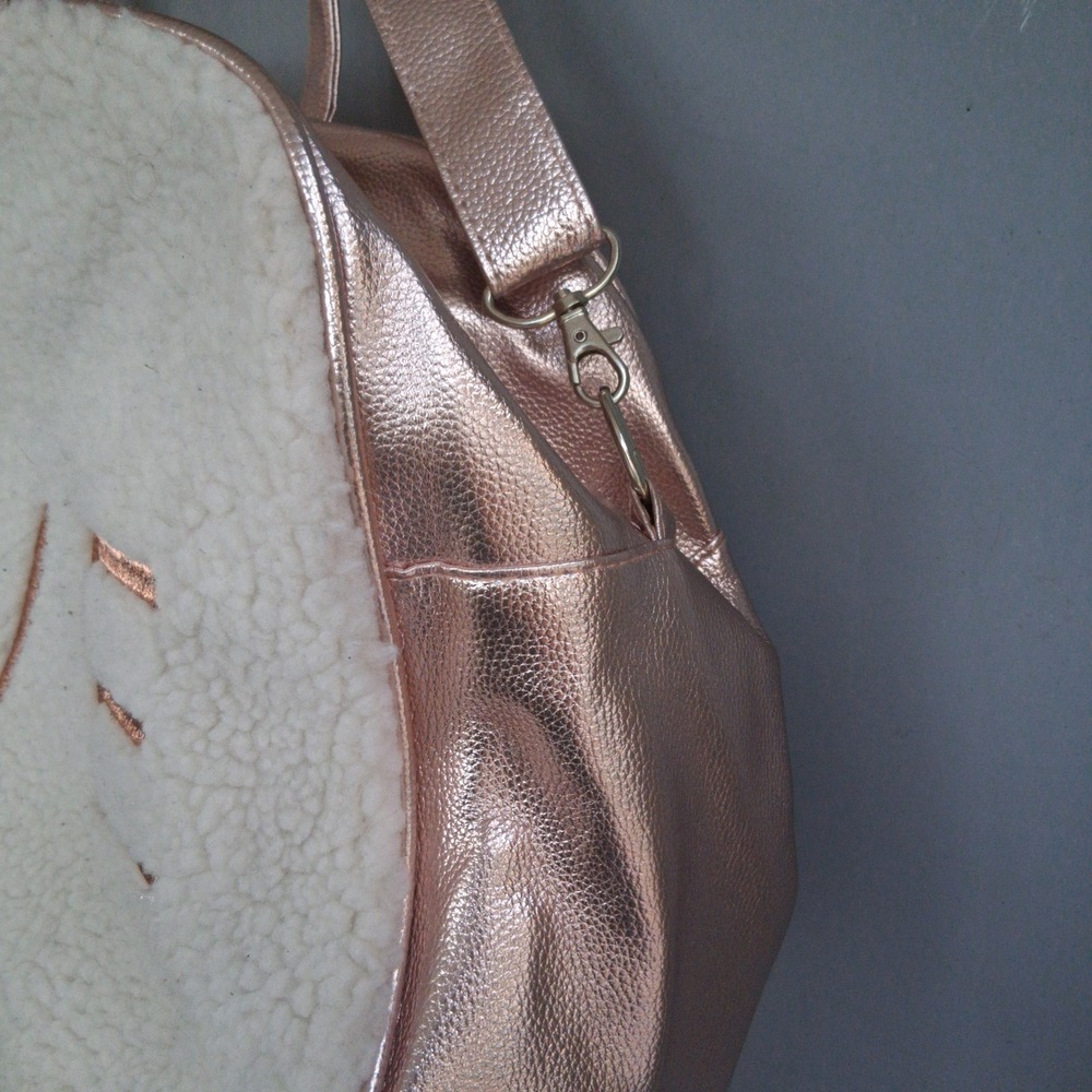 Vtg Y2K KMart Wonder Nation Rose Gold Metallic Fleece LOVE Baby Diaper Bag - Picture 4 of 6